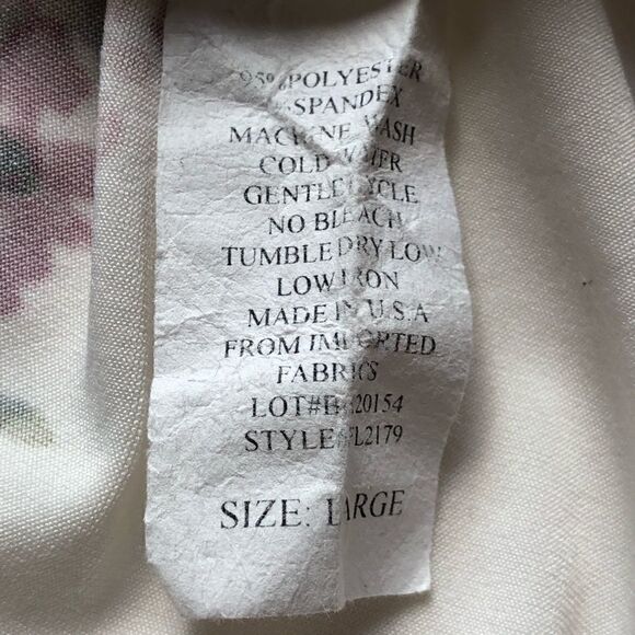 First Love sleeveless V neck blouse cream and pink floral Large - Picture 3 of 6